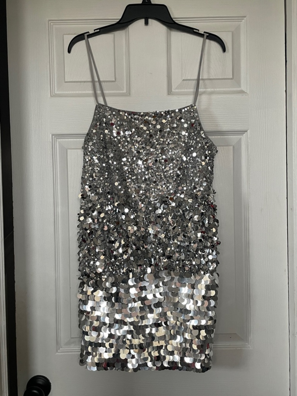 J Crew Collection Silver Sequiin Mini Dress Sz M